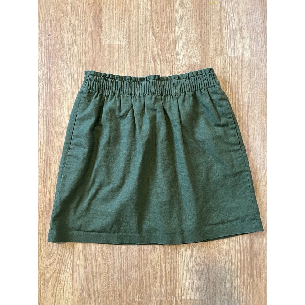 J Crew Olive Green Linen Blend Mini Skirt Size 4